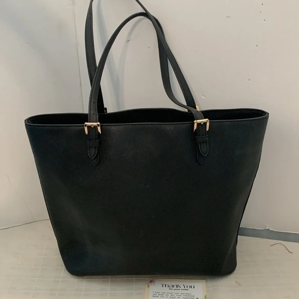 Michael Kors Jet Set Medium Black Saffiano Leather Tote